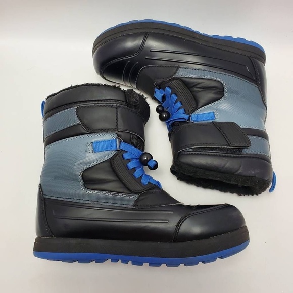 Wonder Nation Sintetico Winter Skater Boot Black Blue Lace Up Size 5 - Picture 7 of 12